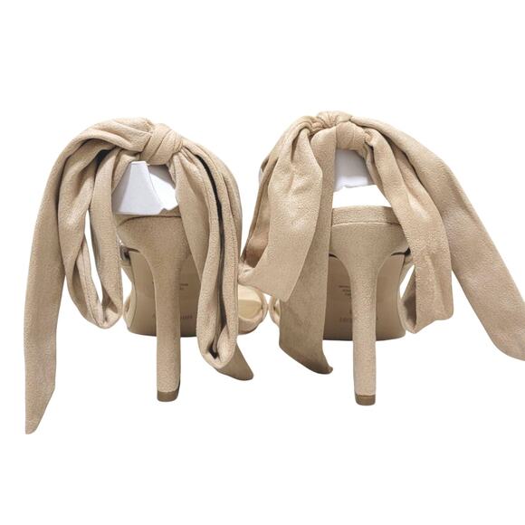 Nine West Women Kelsie Slingback Ankle Wrap Sandals Size US 8.5M Natural Beige - Picture 4 of 6